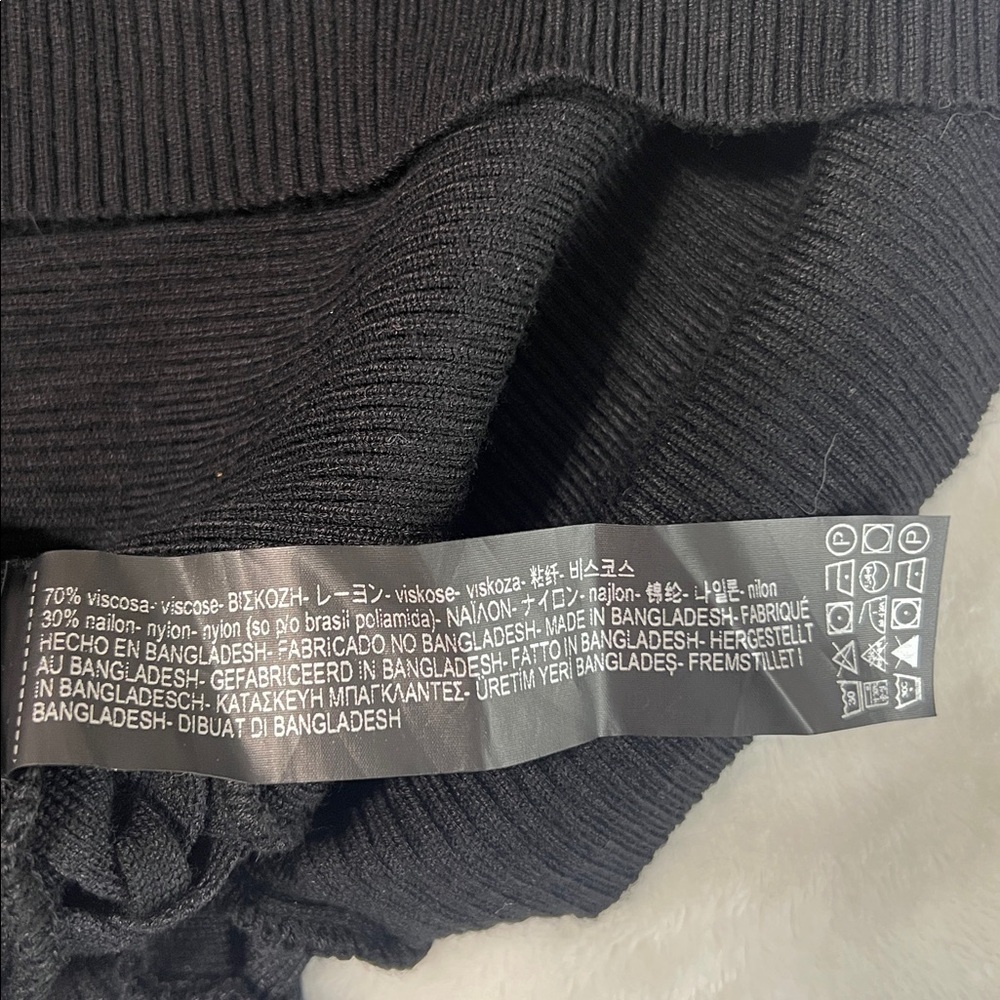 Zara Knitwear Collection Black Ribbed Midi Dress w/ Braided Side Detail NWT - Picture 8 of 9